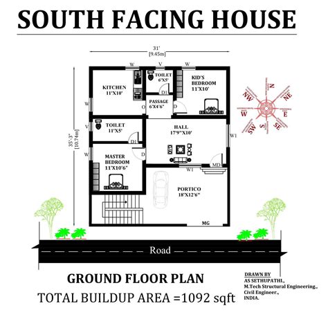 South Facing House Plan As Per Vastu Shastra Cadbull Themelower