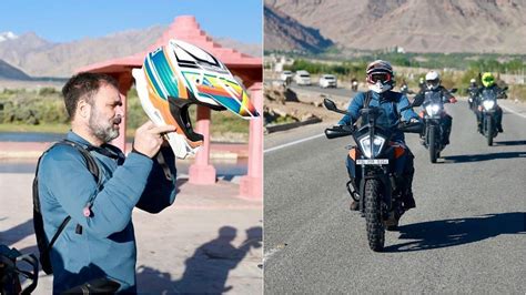 Rahul Gandhi Rides The Ktm 390 Adventure To Pangong Lake In Ladakh See