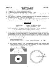 HW 9Solutions 2020 Pdf EECS 414 Introduction To MEMS Reading