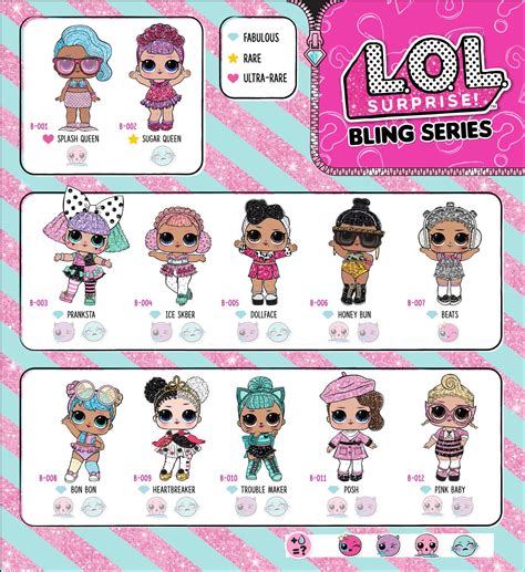 LOL Surprise Glitter Bling Series Collector Guide List Checklist Insert ...