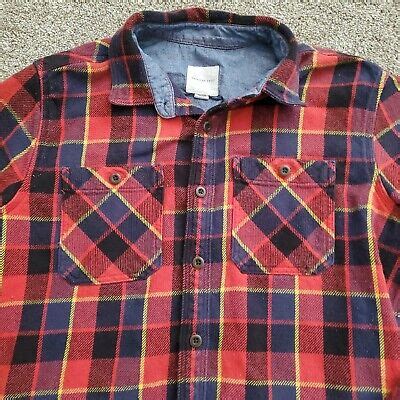 American Eagle Flannel Shirt Men S XL Blue Red Yellow Plaid Button Up