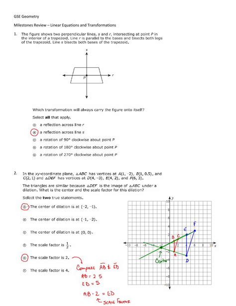 PDF GSE Geometry Milestones Review Linear Equations And DOKUMEN TIPS