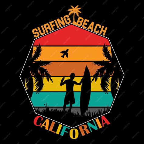 Premium Vector Summer Tshirt Design Surfing Beach California