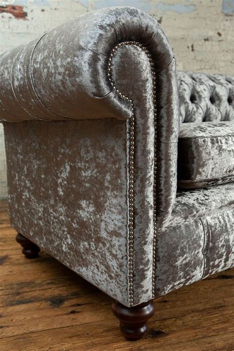 British Handmade 3 Seater Crushed Silver Velvet Chesterfield Etsy Uk