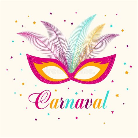 Poster Carnival With Masquerade Masks Isolated On Background Vector