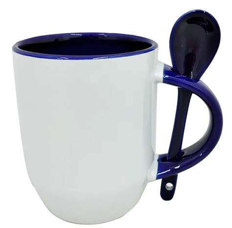 CANECA COLHER BASE CONICA INTERIOR E ALÇA AZUL ROYAL Sublima Brasil