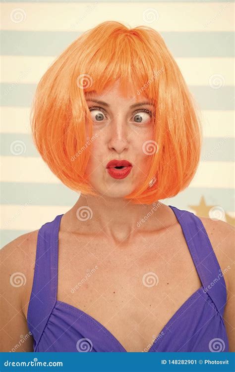 Crazy Girl with Orange Hair. Crazy Emotions on Face of Girl. Feelings ...