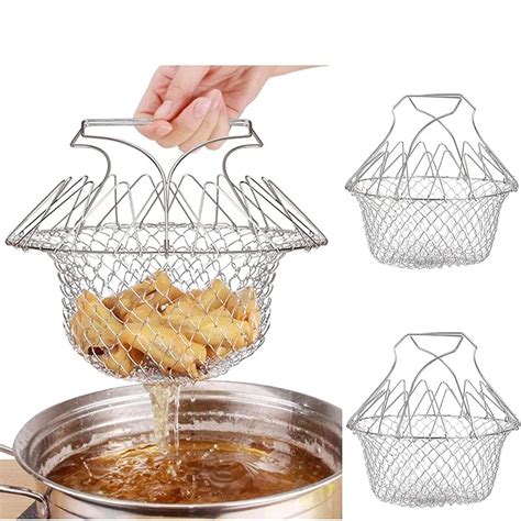 Lmetjma Stainless Steel Foldable Steam Rinse Strain Fry Basket