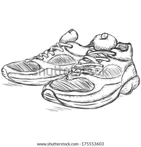 Vector Sketch Illustration Running Shoes Stock Vector 175553603 ...