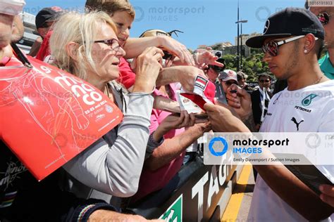 Lewis Hamilton GBR Mercedes AMG F1 Signs Autographs For The Fans