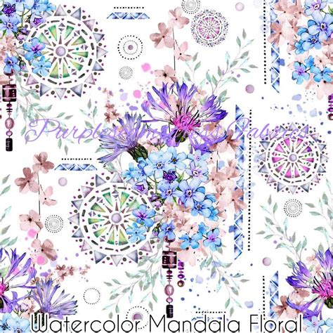 Watercolor Mandala Floral Cotton Lycra Purpleseamstress Fabric