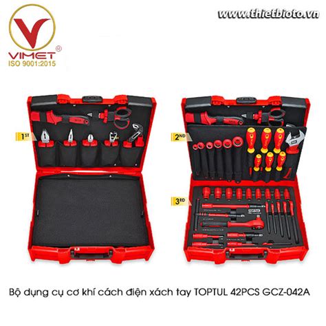 Bộ dụng cụ cơ khí cách điện xách tay TOPTUL 42PCS GCZ 042A 42PCS VDE