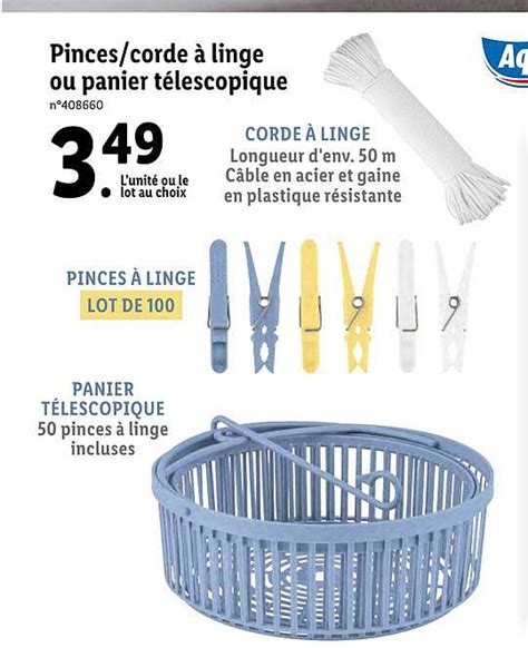 Promo Pinces Corde Linge Ou Panier T Lescopique Chez Lidl Icatalogue Fr