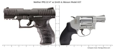 Walther PPQ 22 4 Vs Smith Wesson Model 637 Size Comparison Handgun