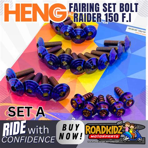 HENG COMPLETE FAIRINGS SET BOLTS FOR RAIDER150 CARB F I Shopee