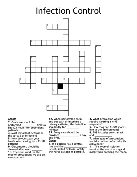 Infection Prevention Crossword Wordmint