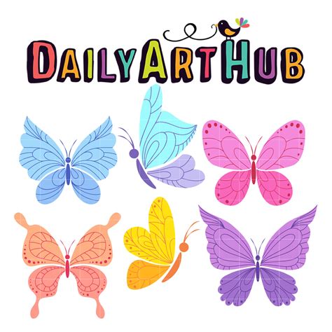 Beautiful Colorful Butterfly Clip Art Set – Daily Art Hub // Graphics ...