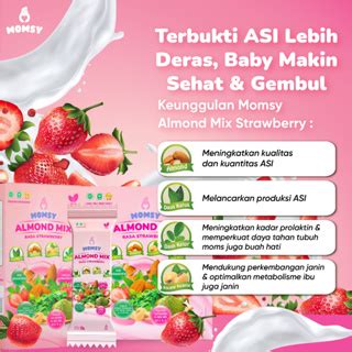 Jual MOMSY ALMOND MIX RASA STRAWBERRY 6 Sachet Susu Pelancar ASI