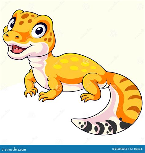 Dessin Anim Mignon Petit Gecko Sur Fond Blanc Illustration De Vecteur