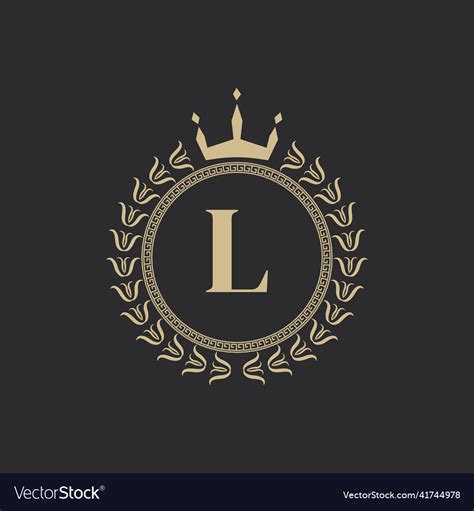 Initial Letter L Heraldic Royal Frame With Crown Vector Image