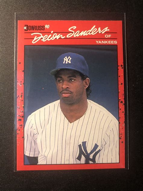 1990 Donruss Rookie Card RC Deion Sanders New York Yankees 427 Pink