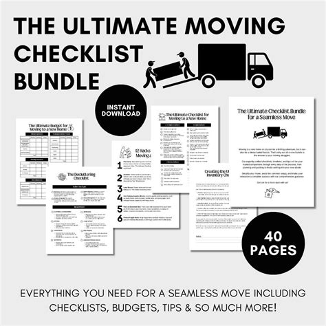 Printable Moving Checklist Planner For Moving List New Home To Etsy