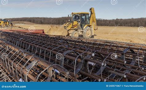 Reinforcing Cages For Bored Piles Stacked At The Construction Site