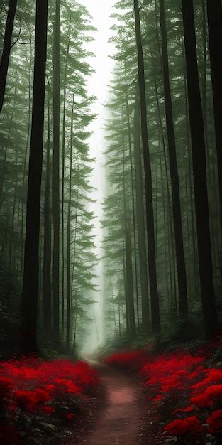 Premium AI Image Mysterious Dark Forest With Path Generative AI