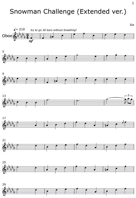 Snowman Challenge Extended Ver Sheet Music For Oboe