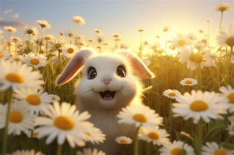 Cute And Fluffy Easter Bunny Peeking Out From A Stock Illustration