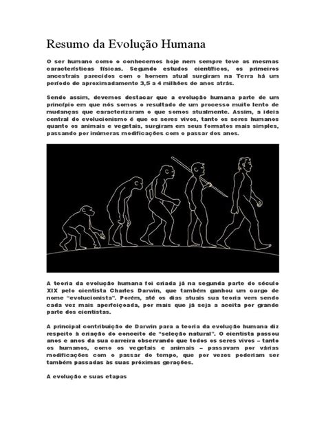 Resumo Da Evolução Humana Pdf Evolução Humana Humano