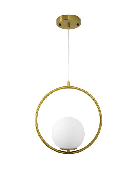 Lustre Pendente Bola Globo Circular Ring Dourado IluminaMundo