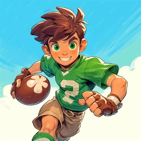 Premium Vector A Dublin Boy Plays Gaelic Football In Cartoon Style