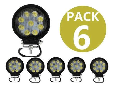 Pack 6 Foco Led Neblinero 27w Redondos 9 Led 44 Importadora