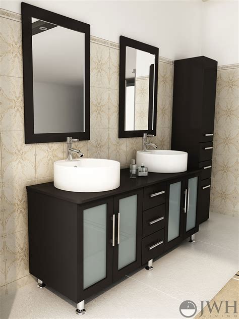 Inch Modern Double Sink Bathroom Vanity With Vessel