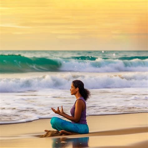 Premium Ai Image Woman Yoga Meditation On A Cool Beach