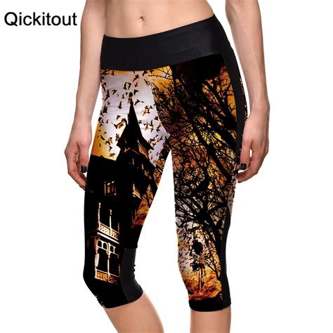 Summer Styles Sexy Hot Womens 7 Point Pants Haunted Castle Crow