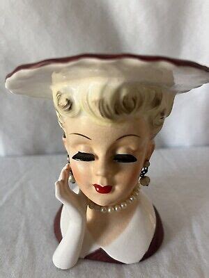 Vintage Napco Lady Head Vase Pearl Necklace Earrings Glove A5046 EBay