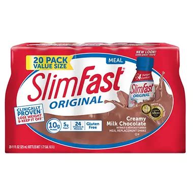 SlimFast Creamy Milk Chocolate Shake (10 fl. oz. bottles, 20 ct.) - Sam's Club