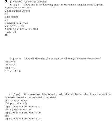 Solved 3 30 Points Answer The Following A 5 Pts Which