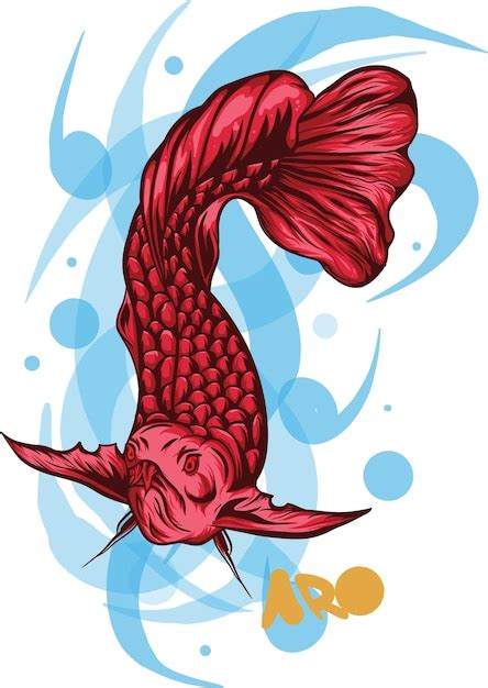 Illustration D Arowana Super Rouge Vecteur Premium