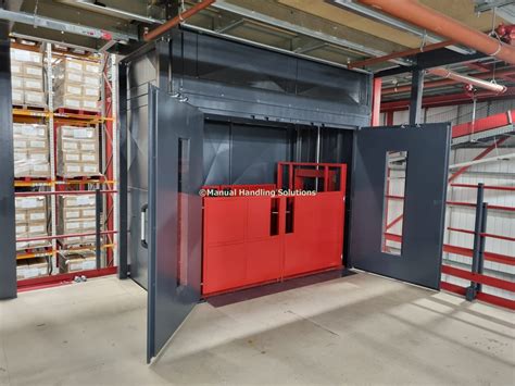 Industrial Mezzanine Goods Lift Custom Designed Stop Double Column