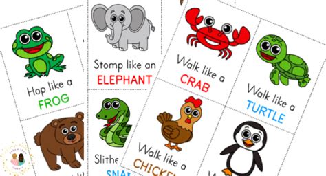 Free Animal Walk Cards For Kids Dream Team Therapy In 2020 Kids