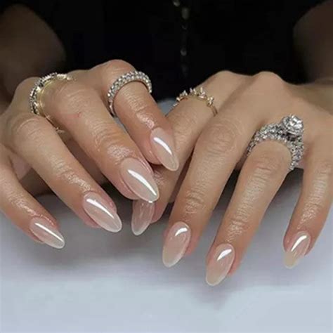 24 PCS Aesthetic Milky Nude Jelly Gel Acrylic Nail Stylish Nails