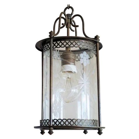 French Antique Brass And Glass Lantern At 1stdibs