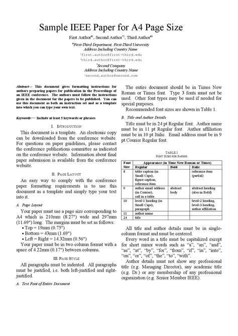 Ieee Format Template Word