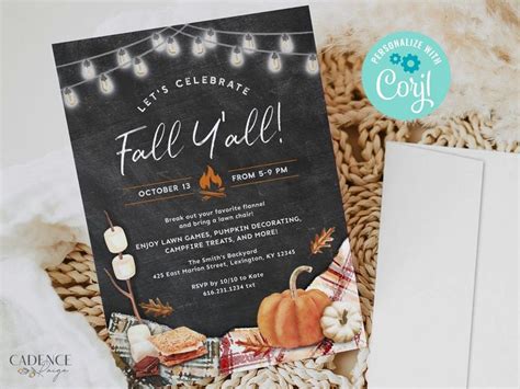 Fall Party Invitation, Fall Celebration, Fall Block Party Invitation, Backyard Fall Party ...