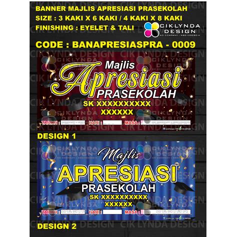 Pre Order Banner Majlis Apresiasi Prasekolah 4 Kaki X 8 Kaki