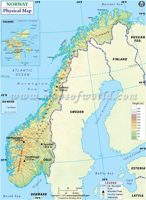 Physical Map Of Norway