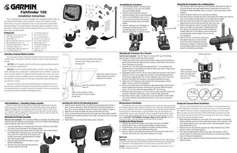 GARMIN FISHFINDER 120 INSTALLATION INSTRUCTIONS Pdf Download | ManualsLib